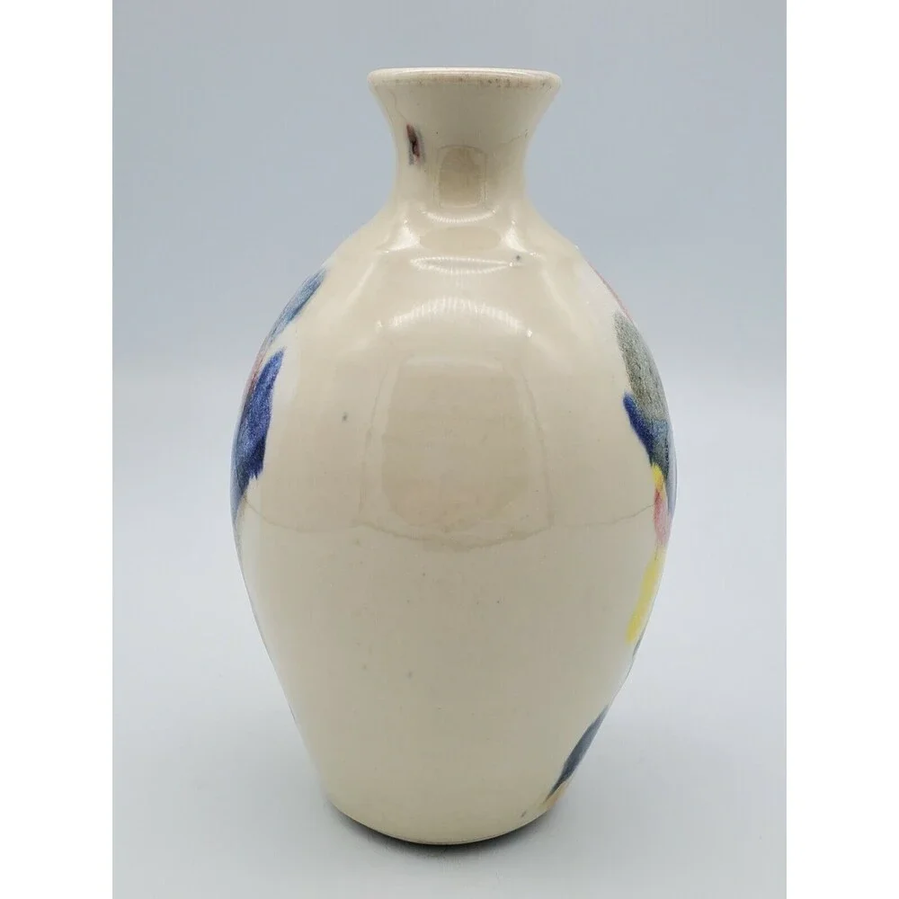 JWC Pottery Vase Multi-Colored Glaze Marked J.W.C. Beautiful!!! Colorful!!